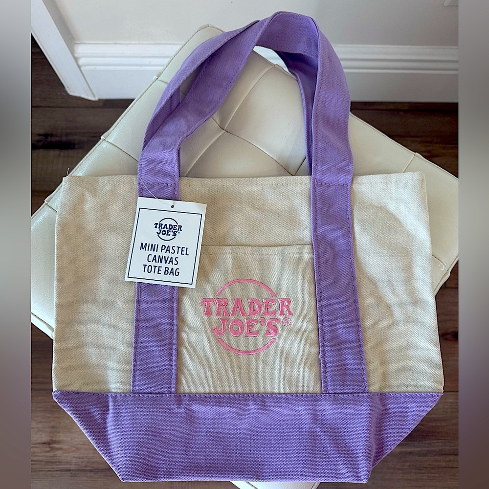 Trader Joe's Mini Pastel Canvas Tote Bag